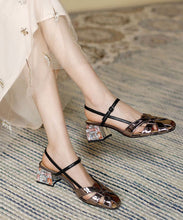 Load image into Gallery viewer, Comfy Hollow Out Splicing Chunky Sandals Gold Faux Leather