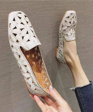 Load image into Gallery viewer, Cotton Fabric Hollow Out Embroidery Splicing Yellow Loafers For Women