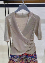 Load image into Gallery viewer, Cozy Grey Asymmetrical Solid Knit Top Short Sleeve