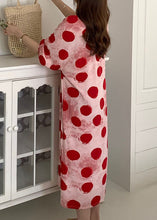 Load image into Gallery viewer, Cozy Pink Lace Up Print Cotton Pajamas Dresses Half Sleeve