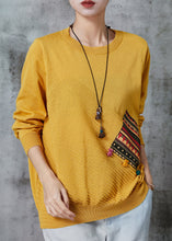 Load image into Gallery viewer, Cozy Yellow Oversized Patchwork Knit Sweater Tops Spring