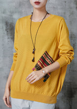 Load image into Gallery viewer, Cozy Yellow Oversized Patchwork Knit Sweater Tops Spring