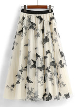 Load image into Gallery viewer, Cute Apricot Butterfly Embroidered Elastic Waist Tulle A Line Skirts Spring