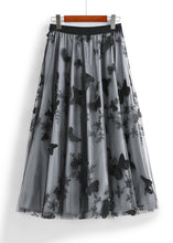 Load image into Gallery viewer, Cute Apricot Butterfly Embroidered Elastic Waist Tulle A Line Skirts Spring