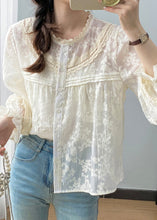 Load image into Gallery viewer, Cute Apricot Ruffled Patchwork Button Shirts Spring