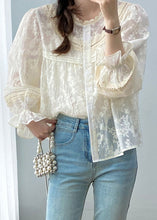 Load image into Gallery viewer, Cute Apricot Ruffled Patchwork Button Shirts Spring