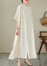 Load image into Gallery viewer, Cute Apricot Tie Waist Long Dress Short Sleeve