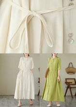 Load image into Gallery viewer, Cute Apricot Tie Waist Long Dress Short Sleeve