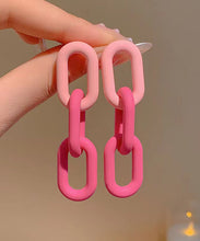 Load image into Gallery viewer, Cute Pink Alloy Chain Drop Earrings