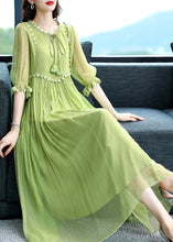 Load image into Gallery viewer, Cute Pink O-Neck Patchwork Wrinkled Silk Maxi Dress Summer