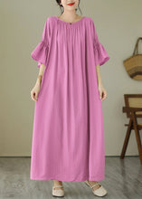 Load image into Gallery viewer, Cute Pink Tie Waist Vacation Maxi Dresses Summer