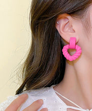 Load image into Gallery viewer, Cute Rose Acrylic Love Fried Dough Twists Hollow Out Drop Earrings