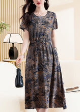 Load image into Gallery viewer, Cute Yellow Print Tie Waist Maxi Dresses Short Sleeve