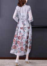 Load image into Gallery viewer, Cyan Ruffled Patchwork Tie Waist Tulle Holiday Long Dress Long Sleeve