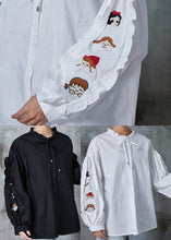 Load image into Gallery viewer, DIY Black Character Embroidered Cotton Top Spring