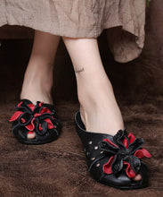 Load image into Gallery viewer, DIY Black Cowhide Leather Splicing Slide Sandals