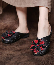 Load image into Gallery viewer, DIY Black Cowhide Leather Splicing Slide Sandals