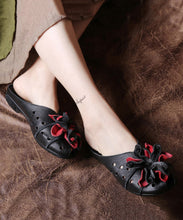 Load image into Gallery viewer, DIY Black Cowhide Leather Splicing Slide Sandals