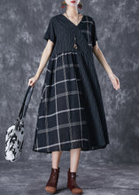 Load image into Gallery viewer, DIY Black Oversized Patchwork Linen Long Dress Summer