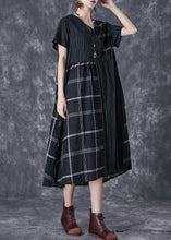 Load image into Gallery viewer, DIY Black Oversized Patchwork Linen Long Dress Summer