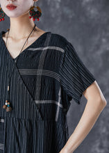 Load image into Gallery viewer, DIY Black Oversized Patchwork Linen Long Dress Summer