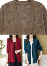 Load image into Gallery viewer, DIY Blackish Green V Neck Thin Knit Cardigans Long Sleeve