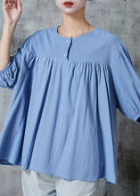 Load image into Gallery viewer, DIY Blue Oversized Cotton Shirt Tops Summer