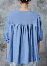 Load image into Gallery viewer, DIY Blue Oversized Cotton Shirt Tops Summer