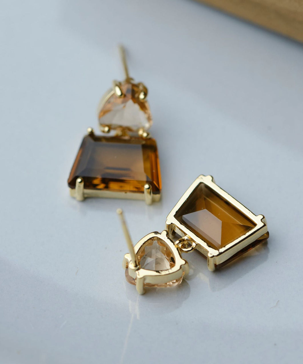 DIY Brown Copper Overgild Crystal Drop Earrings