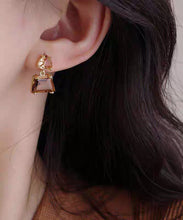 Load image into Gallery viewer, DIY Brown Copper Overgild Crystal Drop Earrings