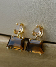 Load image into Gallery viewer, DIY Brown Copper Overgild Crystal Drop Earrings