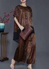 Load image into Gallery viewer, DIY Brown Oversized Patchwork Silk Women Sets 2 Pieces Summer