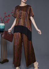 Load image into Gallery viewer, DIY Brown Oversized Patchwork Silk Women Sets 2 Pieces Summer