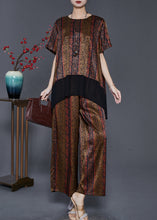 Load image into Gallery viewer, DIY Brown Oversized Patchwork Silk Women Sets 2 Pieces Summer