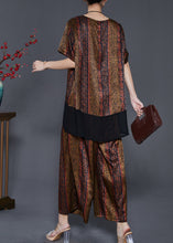 Load image into Gallery viewer, DIY Brown Oversized Patchwork Silk Women Sets 2 Pieces Summer