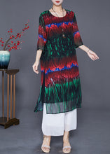 Load image into Gallery viewer, DIY Colorblock Print Side Open Chiffon Long Dress Half Sleeve