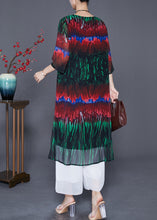 Load image into Gallery viewer, DIY Colorblock Print Side Open Chiffon Long Dress Half Sleeve