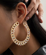 Load image into Gallery viewer, DIY Gold Alloy Inlaid Zircon C Shaped Hoop Earrings