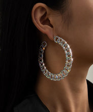 Load image into Gallery viewer, DIY Gold Alloy Inlaid Zircon C Shaped Hoop Earrings