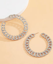 Load image into Gallery viewer, DIY Gold Alloy Inlaid Zircon C Shaped Hoop Earrings