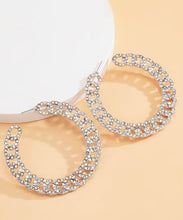 Load image into Gallery viewer, DIY Gold Alloy Inlaid Zircon C Shaped Hoop Earrings