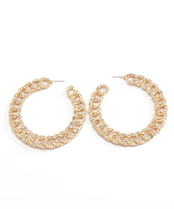 DIY Gold Alloy Inlaid Zircon C Shaped Hoop Earrings