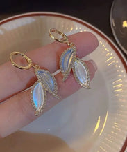 Load image into Gallery viewer, DIY Gold Copper Overgild Zircon Leaves Drop Earrings