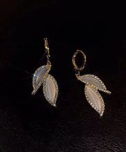 Load image into Gallery viewer, DIY Gold Copper Overgild Zircon Leaves Drop Earrings