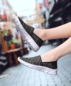 DIY Gold Soft Flat Shoes Breathable Elastic Fabric