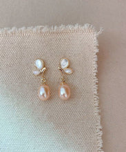 Load image into Gallery viewer, DIY Gold Sterling Silver Overgild Drip Pearl Butterfly Drop Earrings