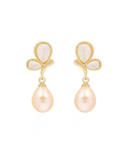 Load image into Gallery viewer, DIY Gold Sterling Silver Overgild Drip Pearl Butterfly Drop Earrings