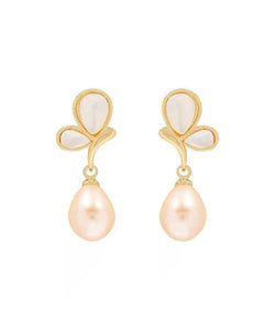 DIY Gold Sterling Silver Overgild Drip Pearl Butterfly Drop Earrings