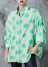 Load image into Gallery viewer, DIY Green Oversized Wrinkled Cotton Blouses Spring