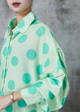 Load image into Gallery viewer, DIY Green Oversized Wrinkled Cotton Blouses Spring